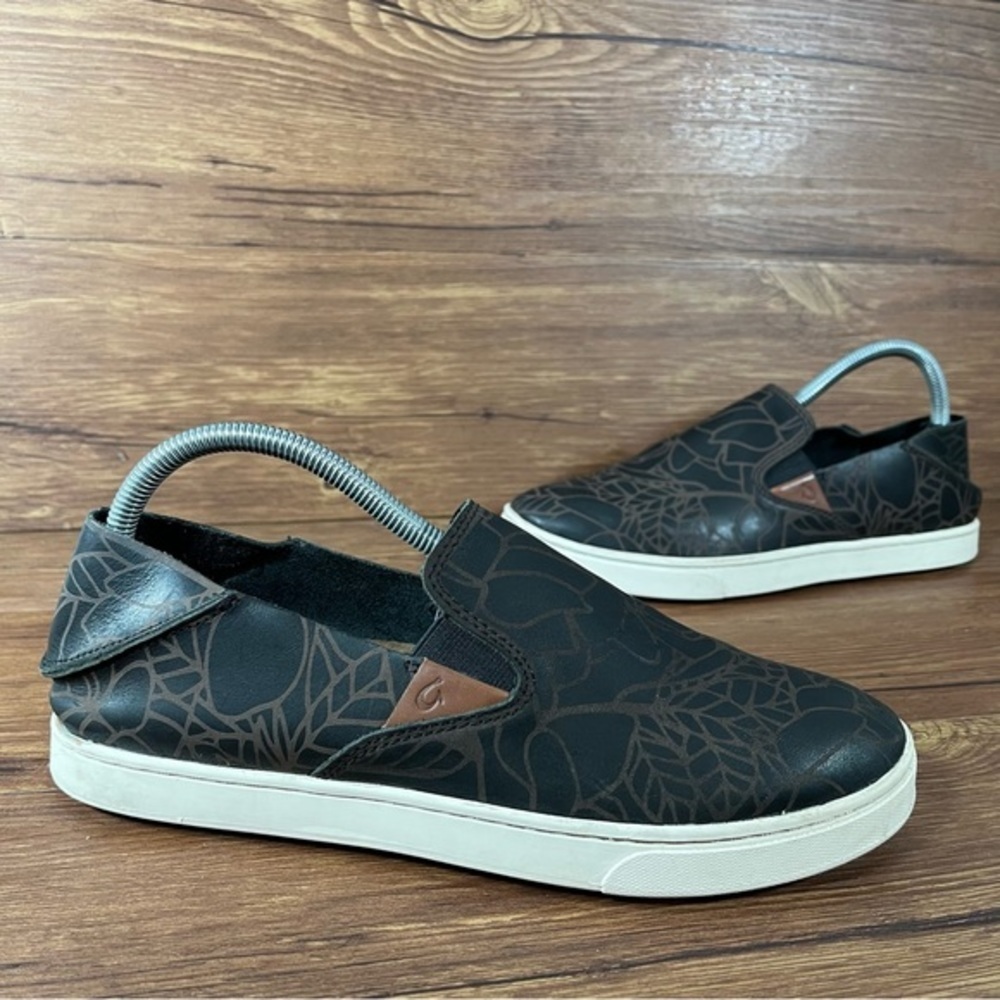 Olukai Pehuea Lau Brown Leather Slip-On Loafers Women’s Size 9 Shoes